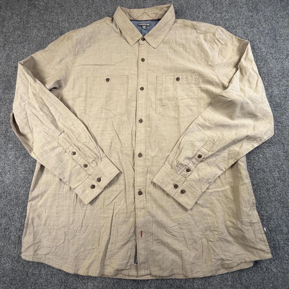 Toad&Co Mens XXL Beige Organic Cotton Long Sleeve Button Up Shirt 1249